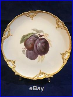 Antique KPM Berlin Imperial Orb mark Art Nouveau Porcelain cabinet Plate plum