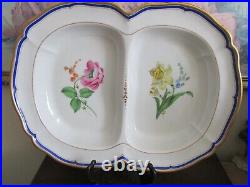 Antique KPM Berlin Large 2 Section Tray Serving Dish Flowers Rose Blue Gold