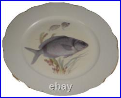 Antique KPM Berlin Porcelain Carp Fish Scene Plate Porzellan Teller Scenic Fisch