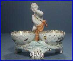 Antique KPM Berlin Porcelain Figural Salt dish with Putti #1