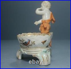 Antique KPM Berlin Porcelain Figural Salt dish with Putti #1
