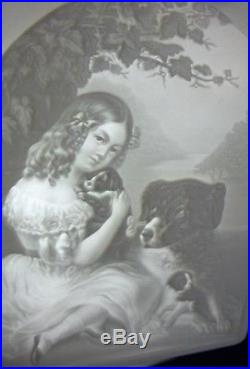 Antique KPM Berlin Porcelain Girl & Dog Scene Lithophane Porzellan Lithophanie