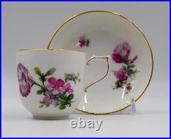 Antique KPM Berlin Porcelain Hand Painted Cup & Saucer Flowers