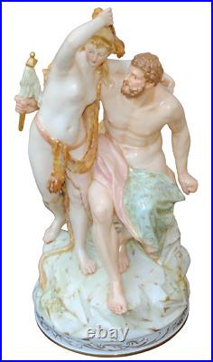 Antique KPM Berlin Porcelain Hercules and Omphale With Cherub Figurine
