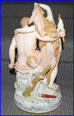 Antique KPM Berlin Porcelain Hercules and Omphale With Cherub Figurine
