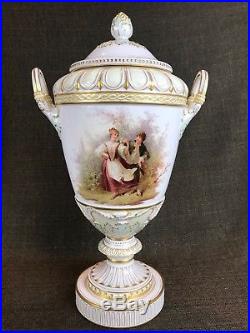 Antique KPM Berlin Porcelain Lidded Urn Vase