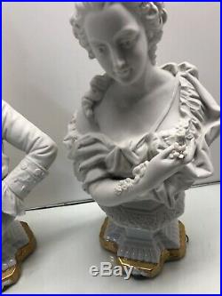 Antique KPM Berlin Porcelain Louis XVI and Marie Antoinette Bust Figurine