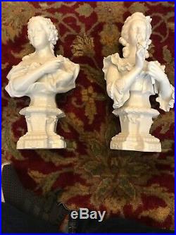 Antique KPM Berlin Porcelain Marie Antoinette Bust Figurines Pair