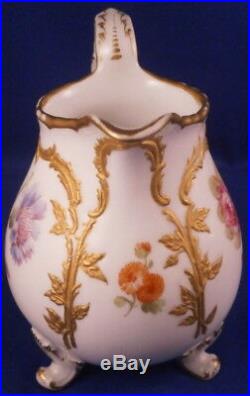Antique KPM Berlin Porcelain Neuzierat Floral & Gold Creamer Porzellan Kaennchen