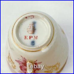 Antique KPM Berlin Porcelain Reliefzierat Demitasse Cup & Saucer in Puce #3 PC