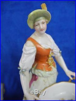 Antique KPM Berlin Pr Painted Porcelain Figurine Man & Woman Grape Harvest