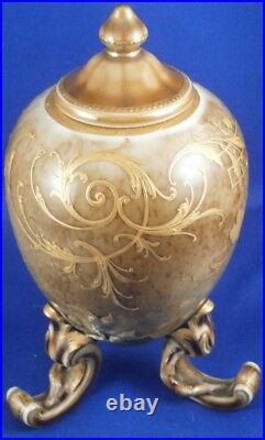 Antique KPM Berlin Seger Glaze Porcelain Tea Caddy Jar Porzellan Tee Dose Vase