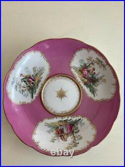 Antique KPM Berlin Watteau Hand Painted Porcelain Covered Tureen on the Plate
