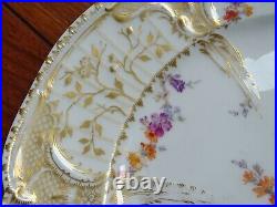 Antique KPM Berlin Weichmalerei Floral Gold Gilt Porcelain Plate