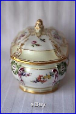 Antique KPM Berlin porcelain floral jewelry box 1849-1870
