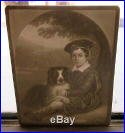 Antique KPM Boy & Dog Lithophane Biscuit Porcelain Lithopane Plaque Child Dog
