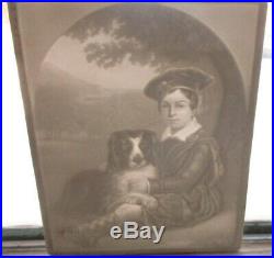 Antique KPM Boy & Dog Lithophane Biscuit Porcelain Lithopane Plaque Child Dog