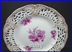 Antique KPM Cabinet Plate, Reticulated, Floral
