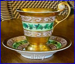 Antique KPM Cup & Saucer 18 K Gold Enamel