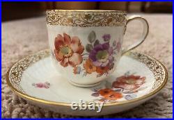 Antique KPM Floral Pattern Cup And Saucer with Gold Trimming