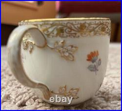 Antique KPM Floral Pattern Cup And Saucer with Gold Trimming