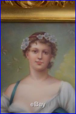 Antique KPM GERMAN Handpainted Porcelain Plaque Gorgeous Maiden Portrait