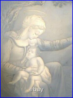 Antique KPM German Lithophane Panel Large Madonna & Child