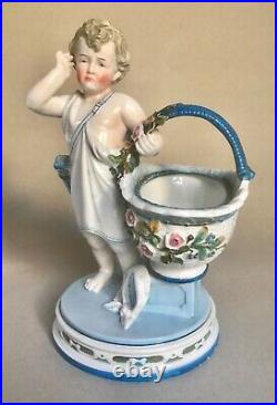 Antique KPM German Porcelain Figure of Angel/Cupid With Flower Basket