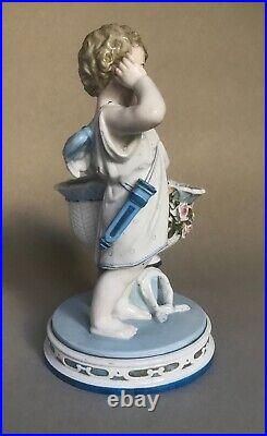 Antique KPM German Porcelain Figure of Angel/Cupid With Flower Basket