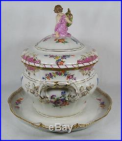 Antique KPM Germany Berlin Porcelain Soup Tureen with Platter Tray