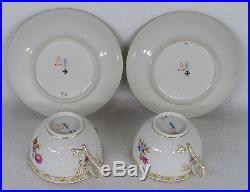 Antique KPM Germany Berlin Porcelain Tea Cups and Saucers Set of Six