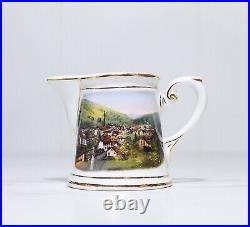 Antique KPM Germany Hand Painted Scenic Porcelain Tray/Cups/Creamer/Tea Pot Set