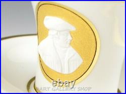 Antique KPM Germany MARTIN LUTHER CAMEO PORTRAIT MEDALION CUP AND SAUCER