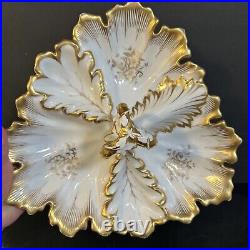 Antique KPM Germany Porcelain Candy Dish Divided Handle Gold Gilding Large