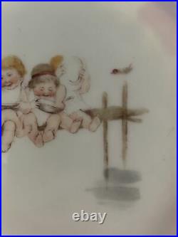 Antique KPM Germany porcelain cherub PLATE Plaque baby child portrait 7