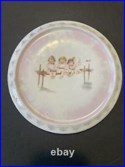 Antique KPM Germany porcelain cherub PLATE Plaque baby child portrait 7