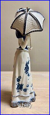Antique KPM Japan Bisque Porcelain Hand Painted Lady With Parasol 24k Trim 1949