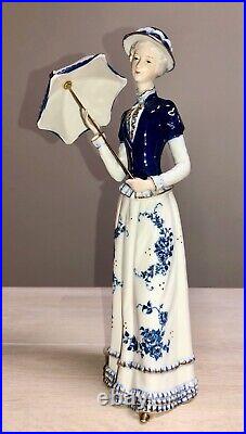 Antique KPM Japan Fine Bisque Porcelain Lady With Detachable Parasol 14 Tall