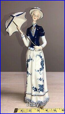 Antique KPM Japan Fine Bisque Porcelain Lady With Detachable Parasol 14 Tall