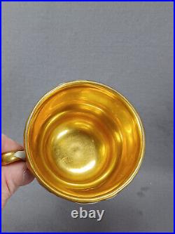 Antique KPM Krister German Relief Molded Leaves & Gold Interior Tea Cup & Saucer