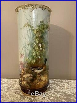 Antique KPM Porcelain 11 Vase Hand Painted Marsh Ducks Circa 1880's