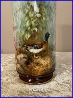 Antique KPM Porcelain 11 Vase Hand Painted Marsh Ducks Circa 1880's