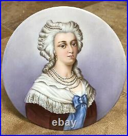 Antique KPM Porcelain 1837-1844 Hand Painted Marie Antoinette Portrait Plaque