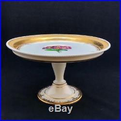 Antique KPM Porcelain Berlin 2 Piece Footed Plate Cake Stand w Primroses Gilding