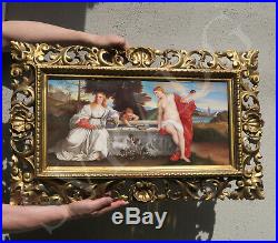 Antique KPM Porcelain Berlin plaque Rococo frame Titian Sacred Profane Love NUDE