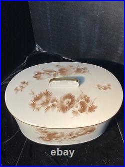 Antique KPM Porcelain Covered Bowl with Flowers, Germany