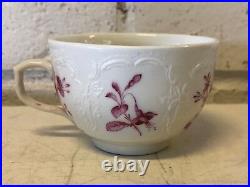 Antique KPM Porcelain Cup and Saucer with Pink Floral Decorations