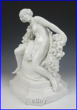 Antique KPM Porcelain Figurine Flora Paul Schley 1910 German Art Nouveau Nude