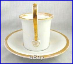 Antique KPM Porcelain Gilt Soldier Mourning Cup & Saucer Set