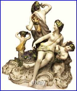 Antique KPM Porcelain Group of Bacchus and Aphrodite Feast, XIX Century